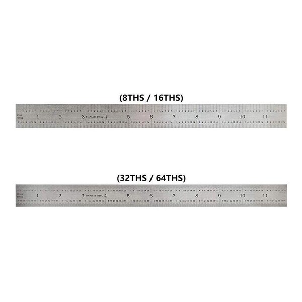 Big Horn 12-Inch Precision 4R Rigid Stainless-Steel Ruler - (1/8 Inch, 1/16 Inch, 1/32 Inch, 1/64 Inch) 19588 - main